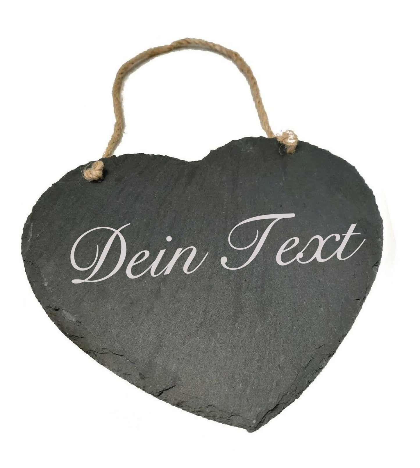 Personalisierte Schieferplatte Herzform mit Kordel