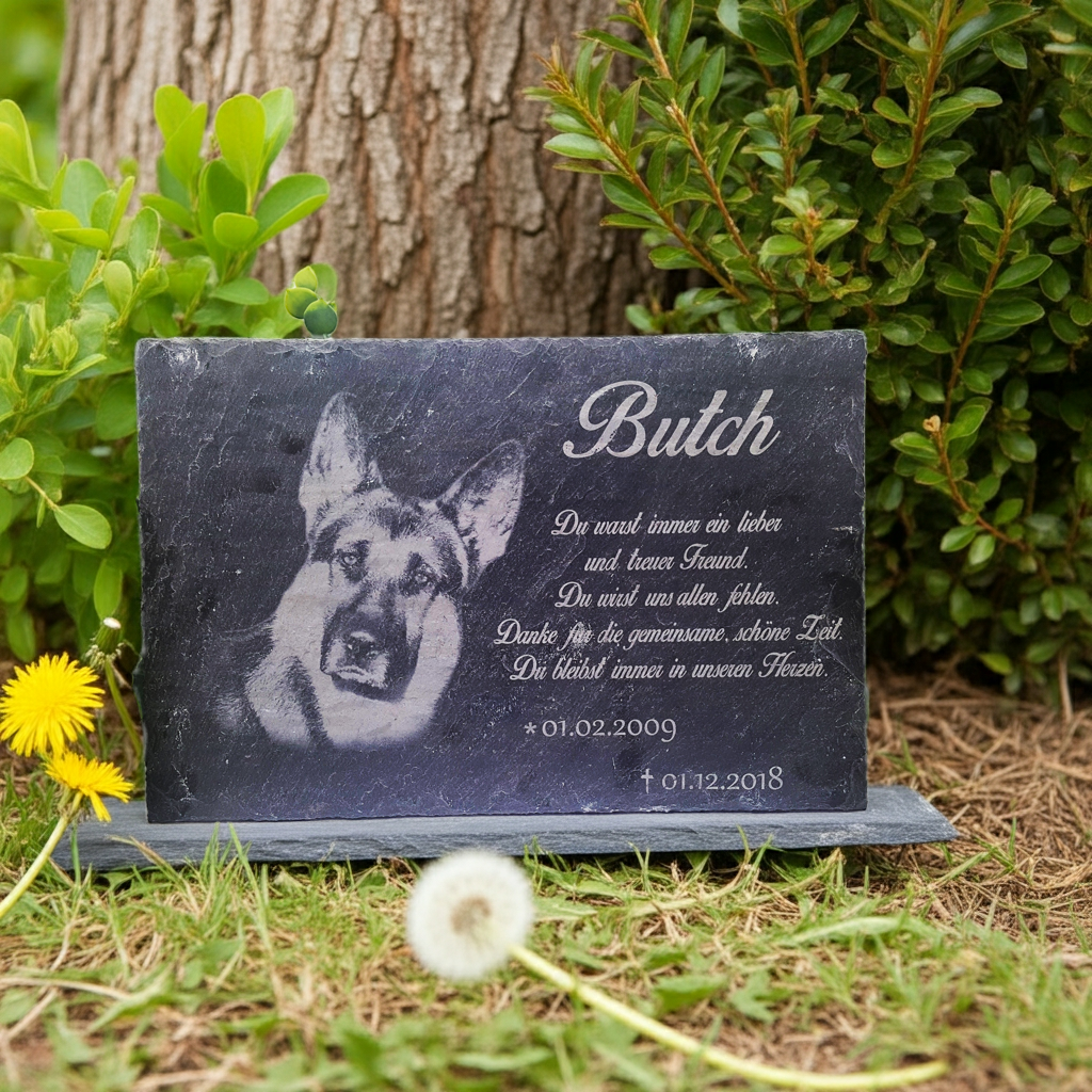 Personalisierte Grab- und Schieferplatte für Tiere XXL 40x30cm
