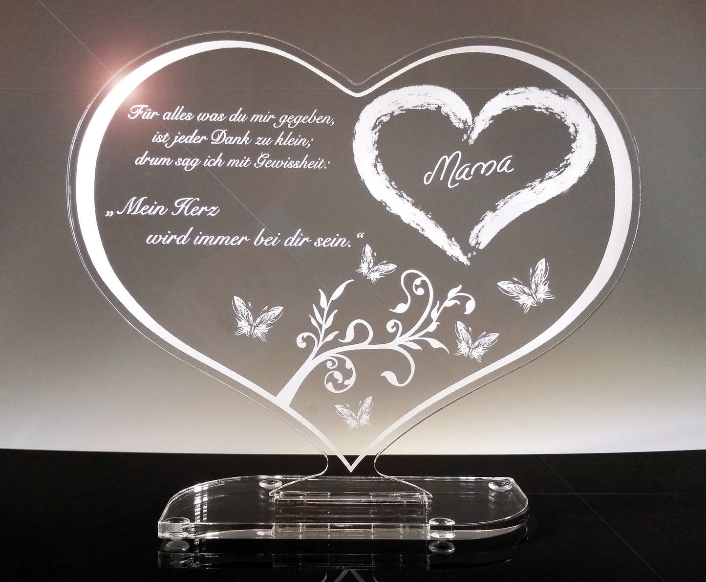 Acrylherz Geschenk zum Muttertag Motiv "Mama"