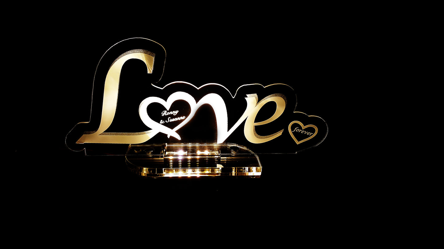 Acryl LED Aufsteller "LOVE" Personalisiert
