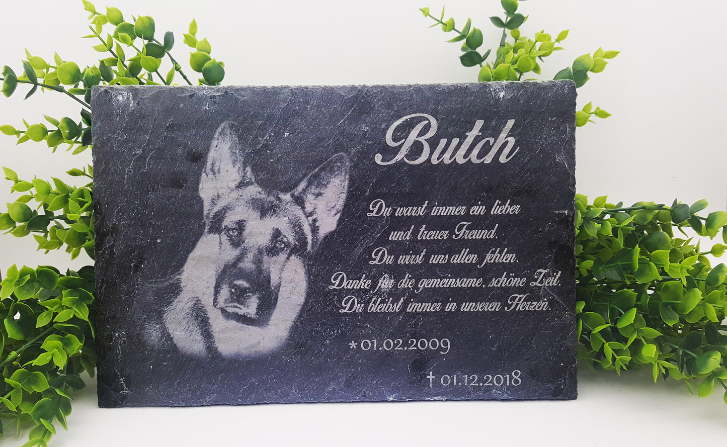 Personalisierte Grab- und Schieferplatte für Tiere XXL 40x30cm