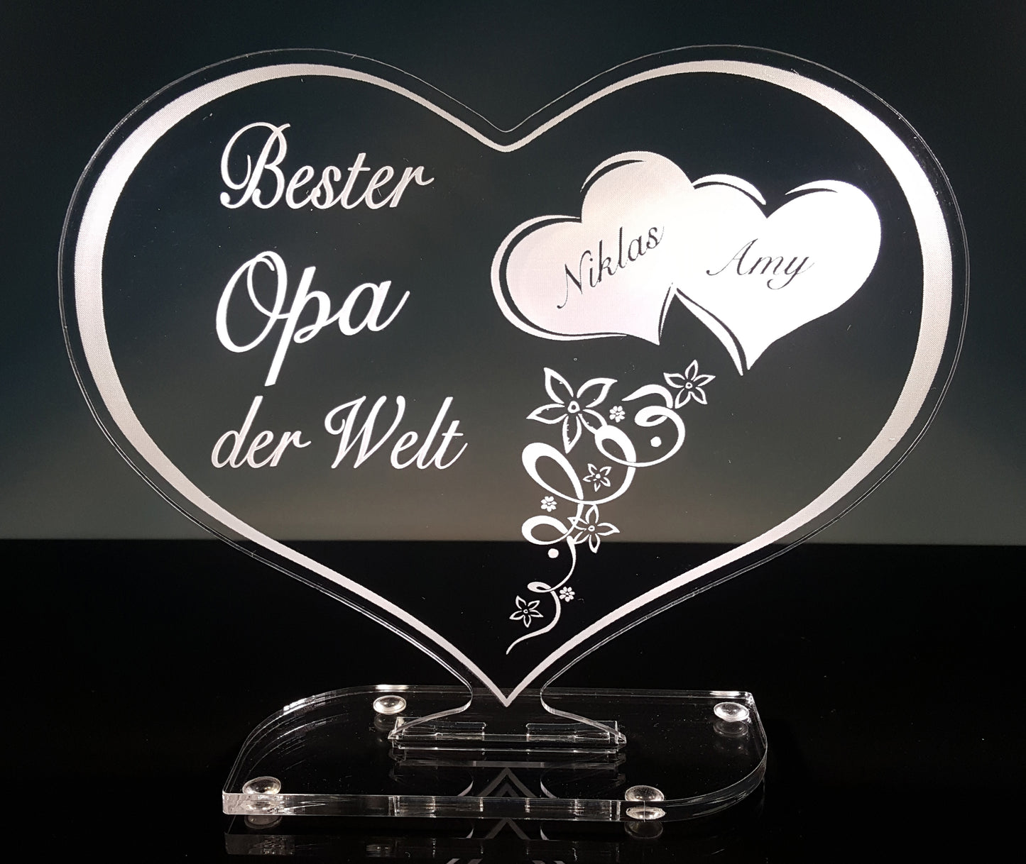 Acrylherz Geschenk "Bester Opa der Welt"