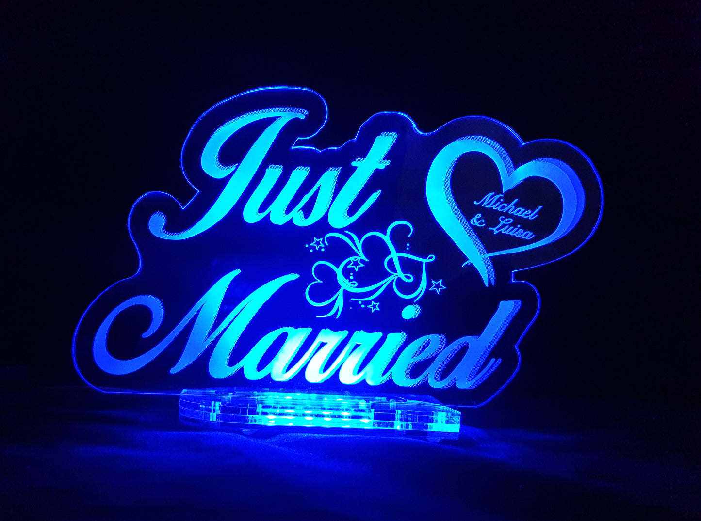 XXL Acryl LED Aufsteller "JUST MARRIED" Personalisiert
