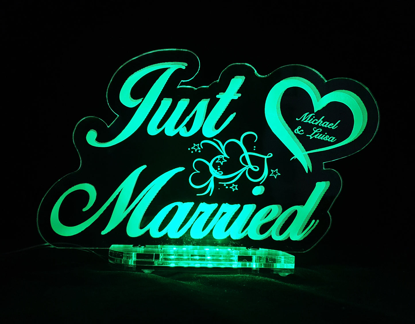 XXL Acryl LED Aufsteller "JUST MARRIED" Personalisiert