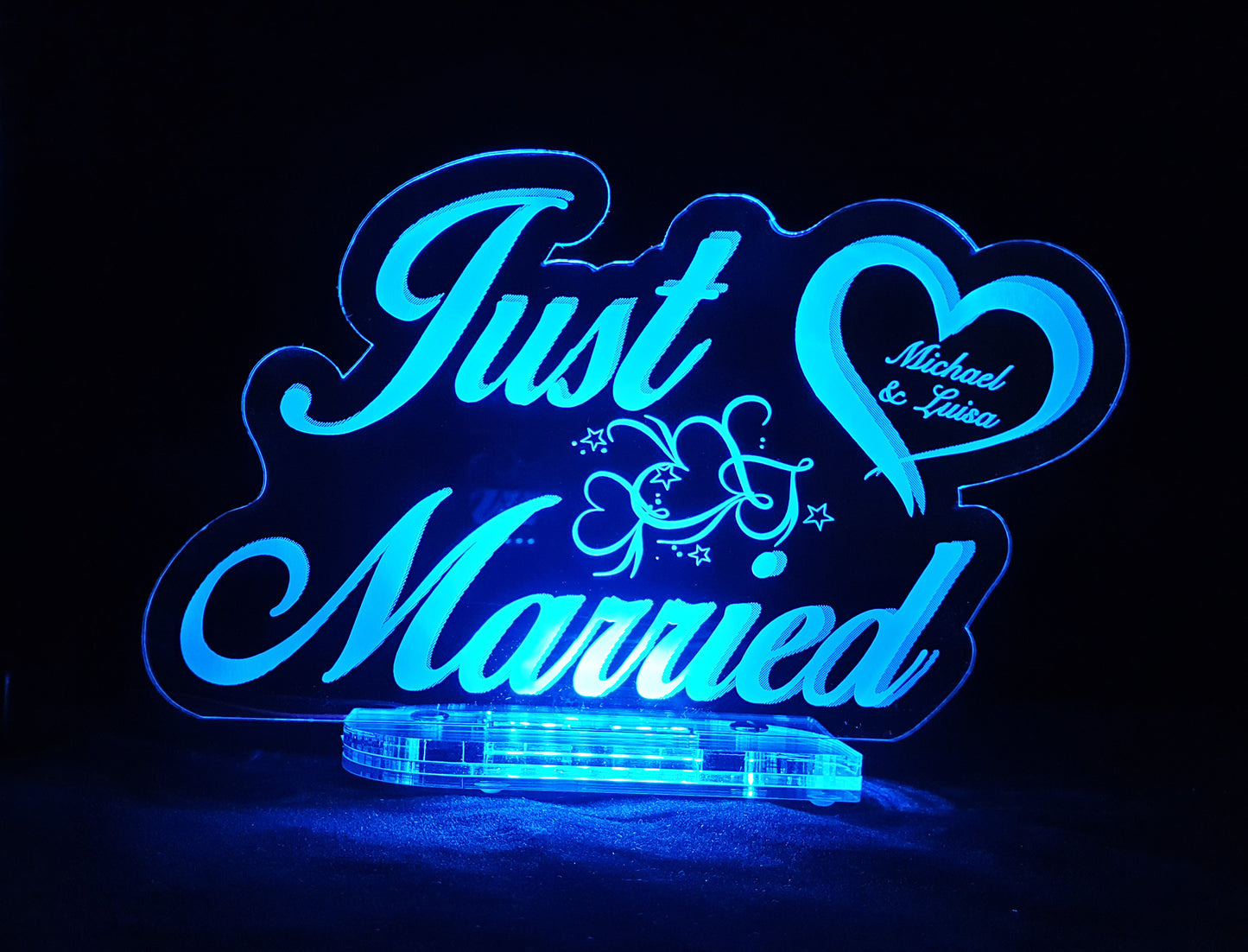 XXL Acryl LED Aufsteller "JUST MARRIED" Personalisiert