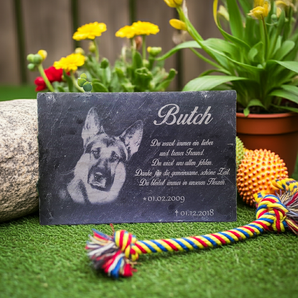 Personalisierte Grab- und Schieferplatte für Tiere