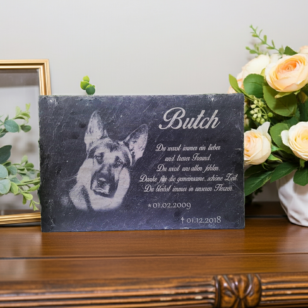 Personalisierte Grab- und Schieferplatte für Tiere