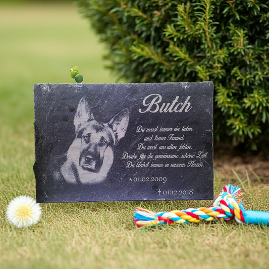 Personalisierte Grab- und Schieferplatte für Tiere XXL 40x30cm
