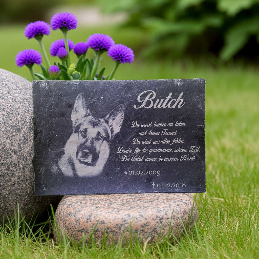 Personalisierte Grab- und Schieferplatte für Tiere