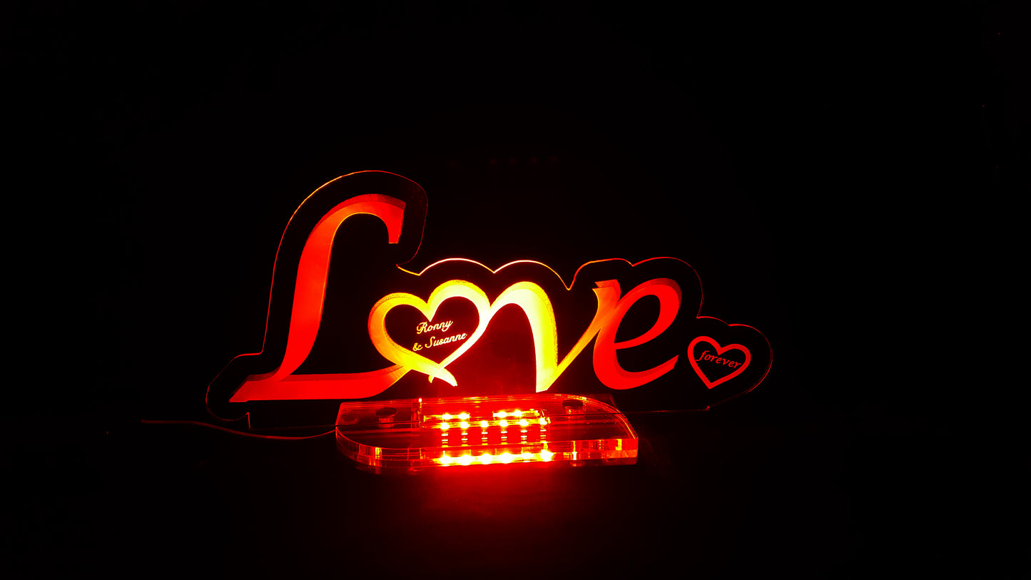 Acryl LED Aufsteller "LOVE" Personalisiert
